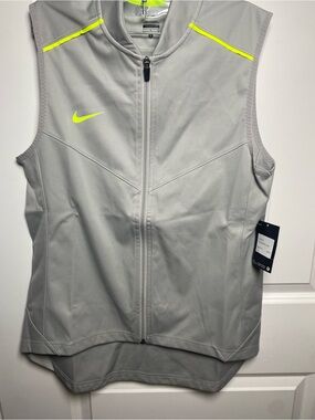Nike Women's Sleeveless Training Vest - Light Gray with Volt Trim